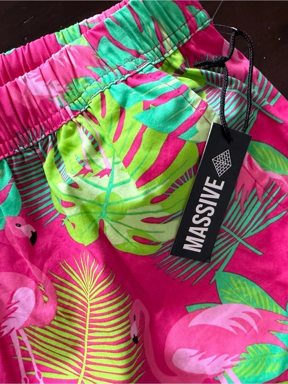 MASSIVE Tropical Flamingo Swim Shorts - Hot Pink & Neon Green XL